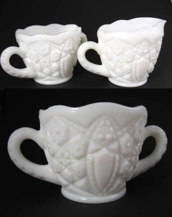 McKee Fentec Milk Glass Cream & Sugar