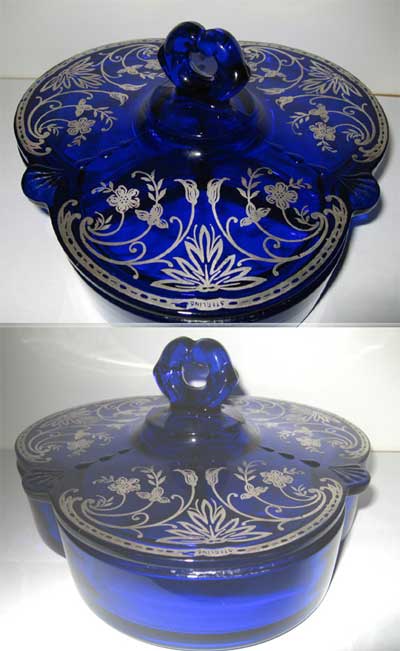 Paden City # 412-1/2 Crow's Foot Candy with Silver Overlay