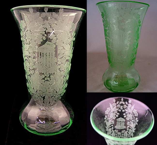 Paden City # 184 Vase w/ Utopia Etch