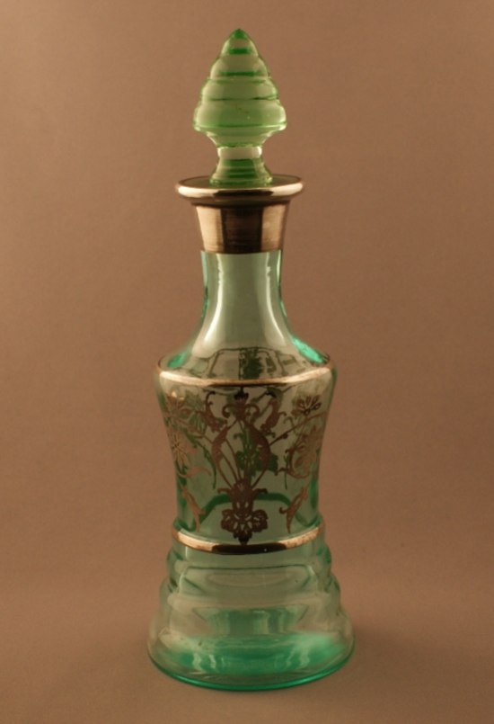Paden City # 191 Party Line Cordial Decanter w/ Unknown Silver Overlay