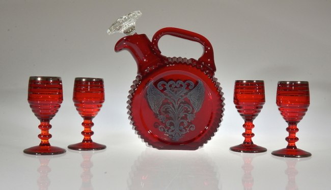 Paden City # 215-1/2 Decanter w/ #991 Penny Line Cordials