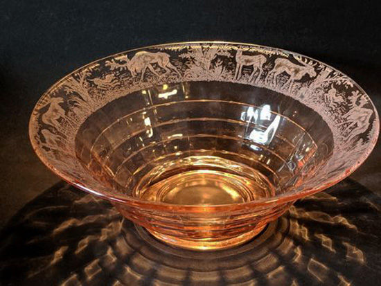Paden City # 210 Regina Bowl w/ Black Forest Etch