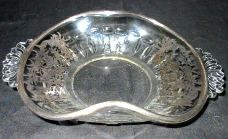 Paden City Nerva Nappy w/ Silver Overlay