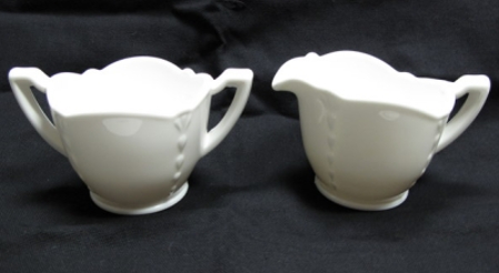 Paden City # 412 Crow's Foot Square Opal Cream & Sugar