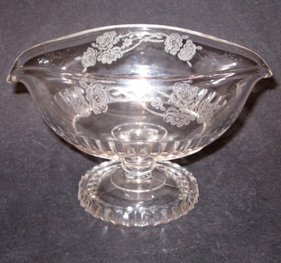 Paden City # 215 Glades Sauce Bowl w/ Nora Bird Etch
