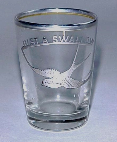 Paden City Shot Glass w/ Unknown Bird Overlay