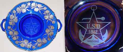 Paden City # 890 Crow's Foot Round Handled Plate with Silver Decoration