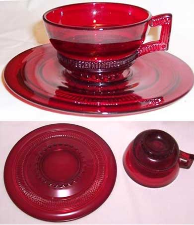 Paden City # 330 Cavendish  Ruby Cup and Saucer