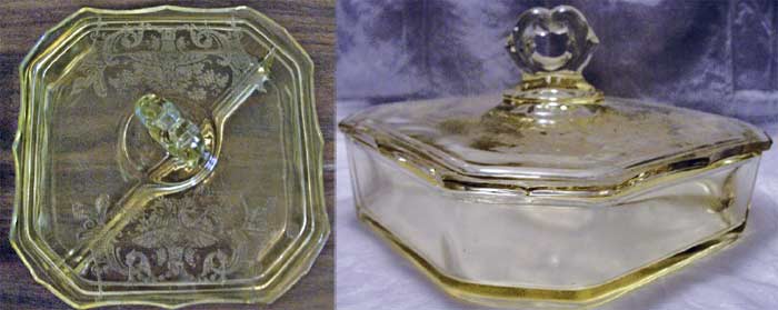 Paden City # 411 Mrs. B Square Candy w/ Gothic Garden Etch