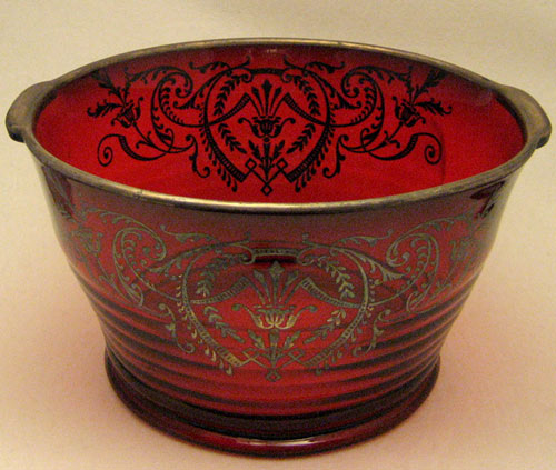 Paden City # 991 Penny Line Ice Tub with Unknown Silver Overlay