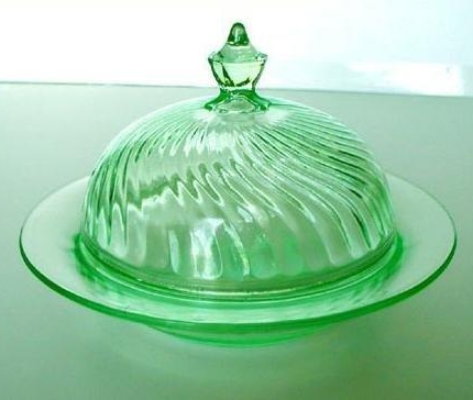 U. S. Glass Swirl Covered Butter