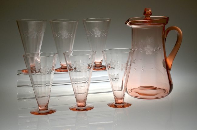 Tiffin #  127 Jug w/ #185 Tumblers