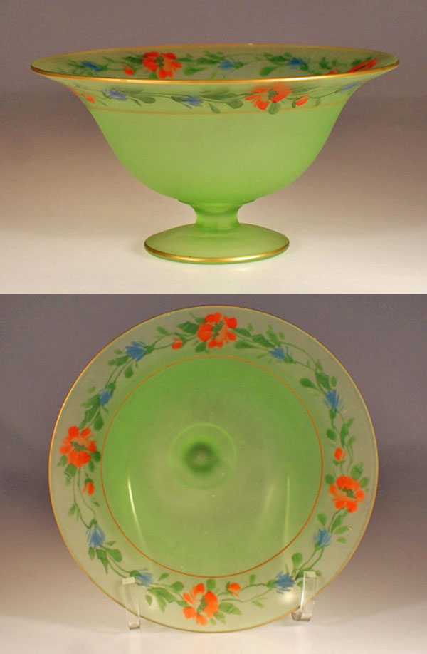 Tiffin #15179 Compote w/ Poppy Decoration