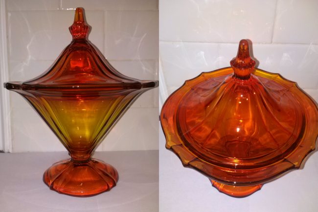 Tiffin #  310 "Amberina" Covered Candy