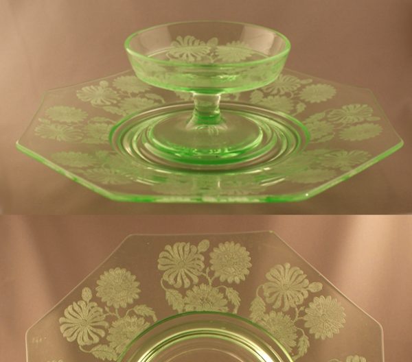 Tiffin #  345 Cheese & Cracker Set w/ Lois Etch