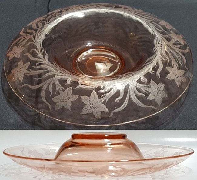 Tiffin # 8153 Rolled Edge Console Bowl w/ Floris Etch