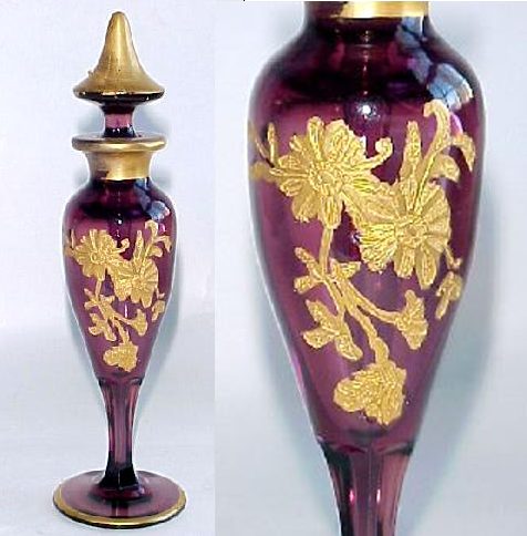 Tiffin Amethyst Perfume w/ Gold Encrusted Etch