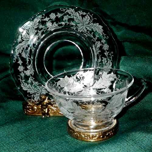 Tiffin # 5831 Cup & Saucer w/ Cadena Etch