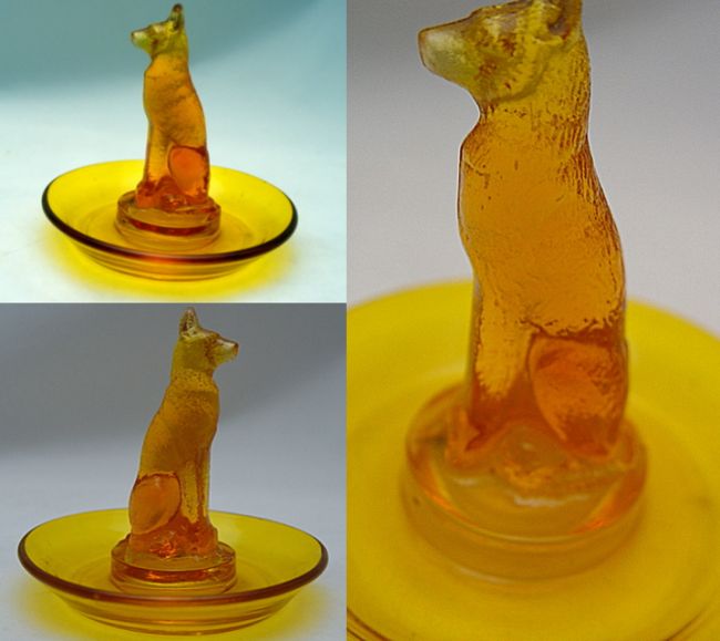 Tiffin # 9213 Old Gold Dog Pin Dish