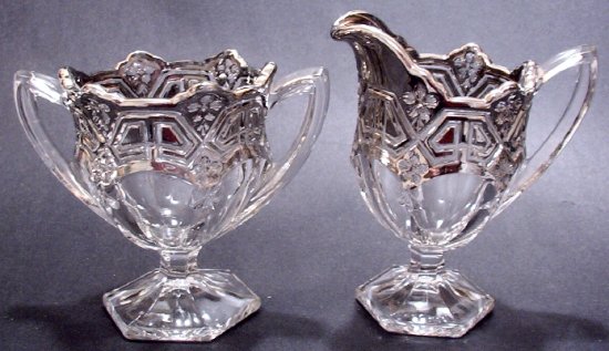 U. S. Glass #15140 Athenia Footed Cream & Sugar