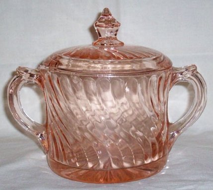 U. S. Glass Swirl Sugar Bowl