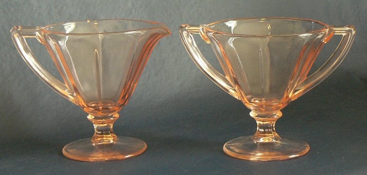 U. S. Glass Octagon Cream & Sugar