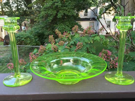 Westmoreland Console Bowl & #1027 Candlesticks
