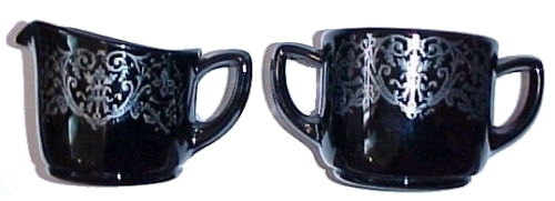 Westmoreland #1207 Cream & Sugar w/ Anchor Ware Silver Deposit