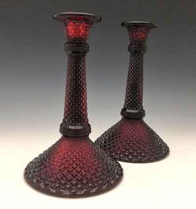 Westmoreland # 555 English Hobnail Candlesticks
