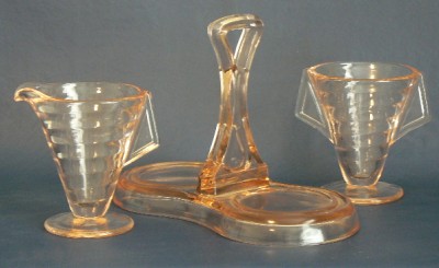 Westmoreland #1707 Spiral Cream & Sugar w/ #1820 Tray