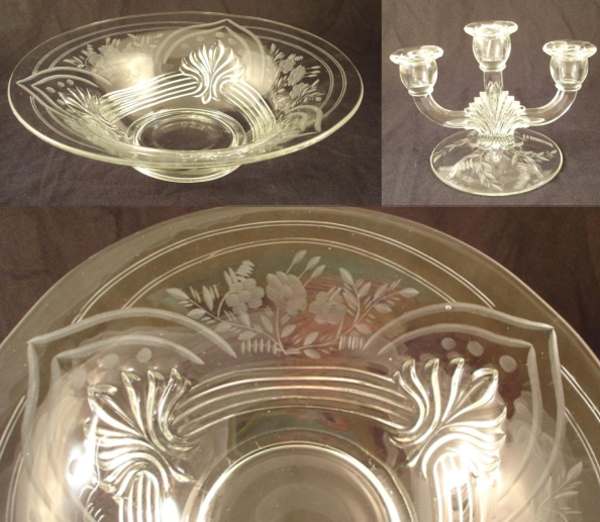 Indiana # 400 Console Bowl & Candlestick w/ Unknown Cutting