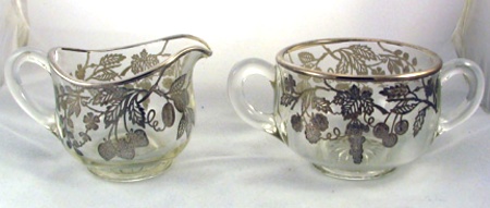 Indiana #   9 Cream & Sugar w/ Fruits Silver Overlay
