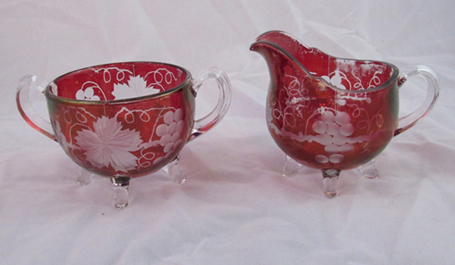 Indiana # 153 Sugar & Creamer w/ Unknown Cutting