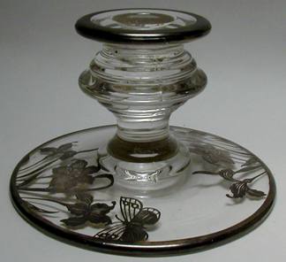Indiana #   9  Low Candlestick w/ Silver Overlay