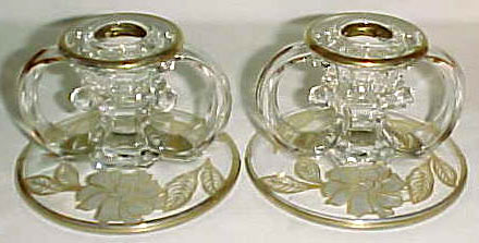 Indiana #  10 Candleholders with Gold Overlay