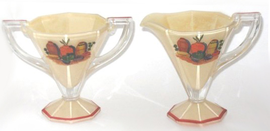 Indiana # 257 Creamer & Sugar with # 732 Decoration