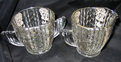 Indiana # 372 Cream and Sugar with Silver Overlay