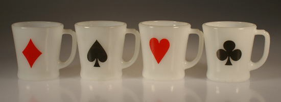 Anchor Hocking Fire-King Playing Card Mugs