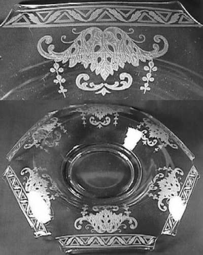 Unknown Etch on New Martinsville "Notched Hexagon" Console Bowl