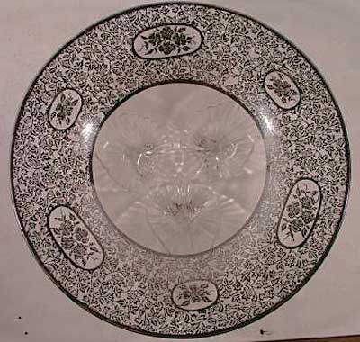 Unknown Silver Overlay on Duncan Three Leaf Bowl