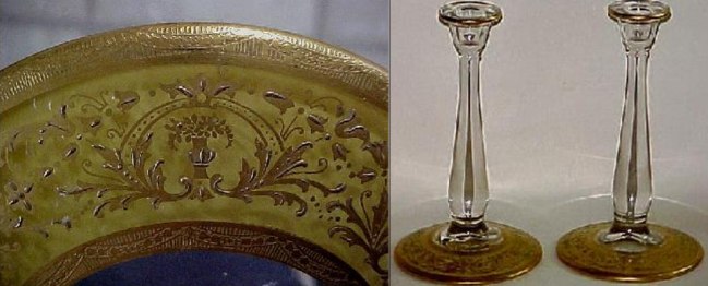Unknown Gold Decoration on Westmoreland Candlesticks