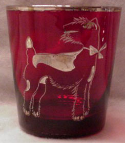 Unknown Tumbler with Airedale Silver Overlay