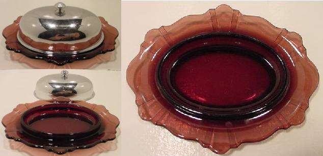 Unknown Amethyst Butter Dish w/ Metal Cover