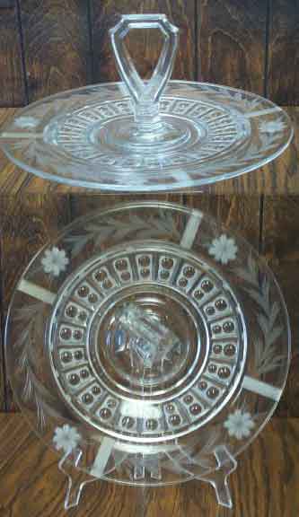 McKee Virginia Center Handled Server with Cut Floral Design