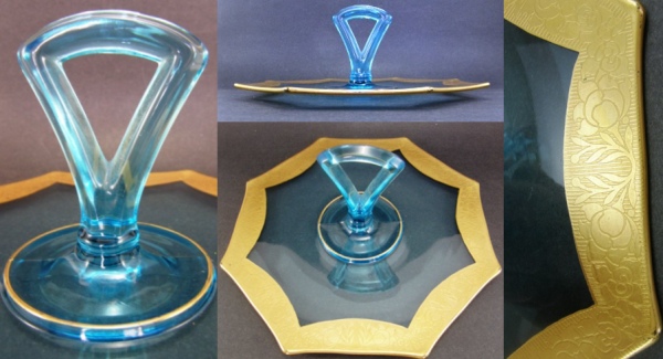 McKee # 156 Octagon Edge Center Handle Server w/ Rambler Rose Border