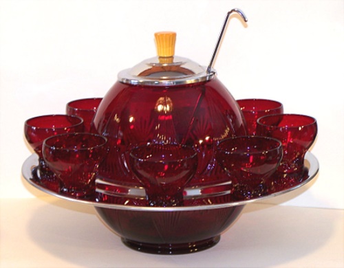 Top Prize Ruby Punch Bowl Set
