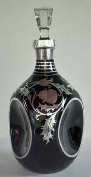 National Silver Deposit Ware "Thistle" Decoration on Cambridge #1070 Pinch Decanter