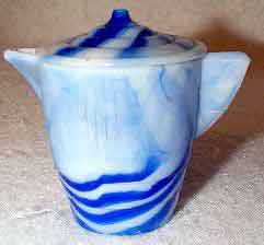 Akro Agate Stacked Disc & Interior Panel Teapot
