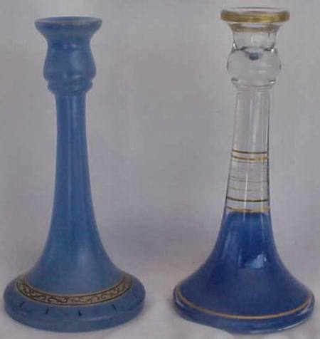 Diamond and Central Trumpet 9 Inch Candlesticks