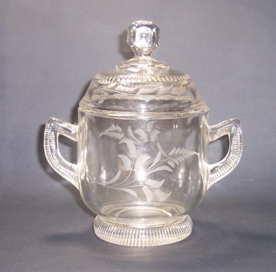 Indiana Tumbler & Goblet #137 Sugar w/ Fern Cutting